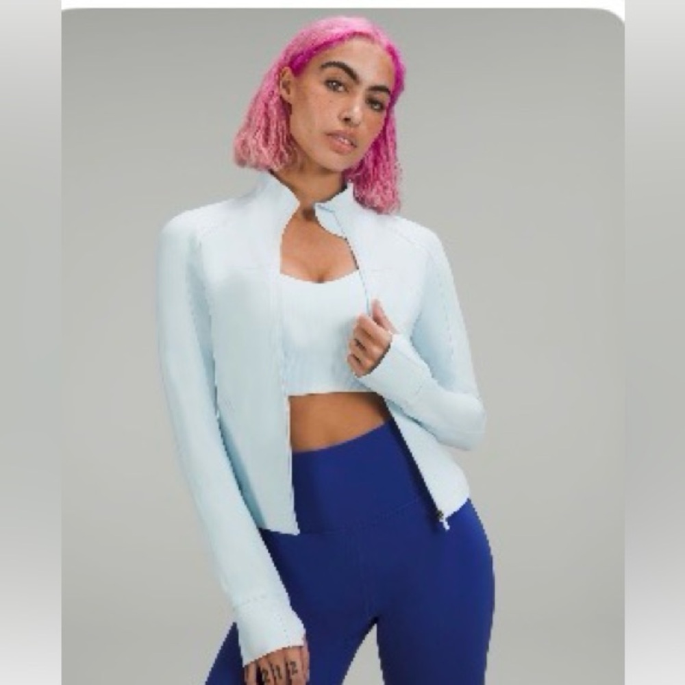 lululemon athletics Nulu cropped define jacket Light Blue Zip-Up Hoodie